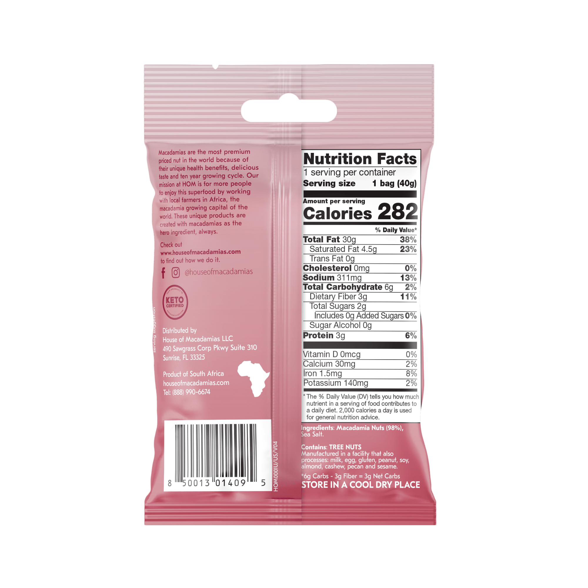 Dry Roasted Macadamia Nuts with Namibian Sea Salt (12 x 40g)