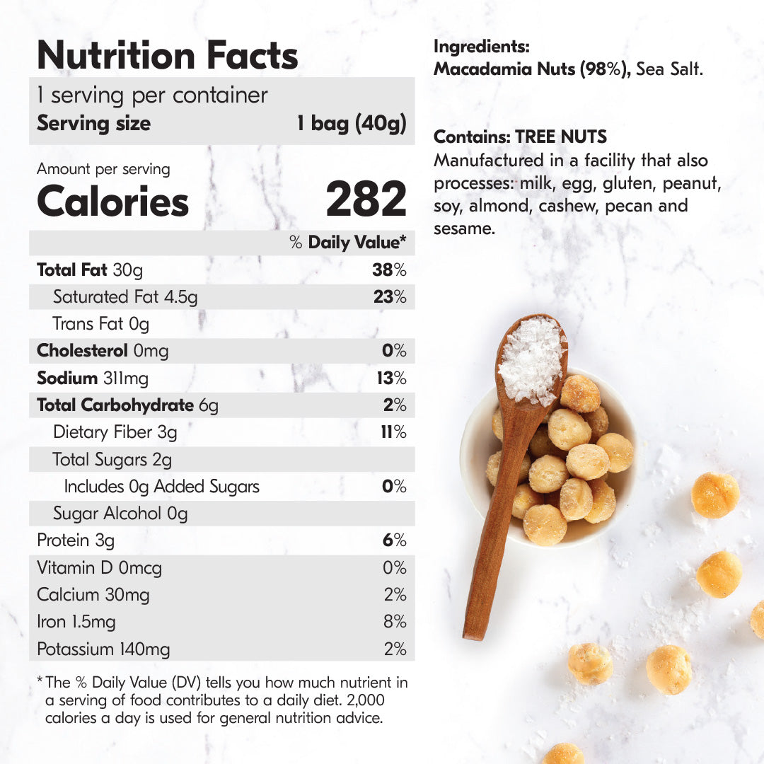 Dry Roasted Macadamia Nuts with Namibian Sea Salt (12 x 40g)